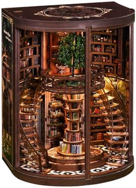 Book Nook Kit for Adults & Teens – DIY Miniature House Library, Wisdom Ring Library 3D Wooden Puzzle Bookend Bookshelf Insert with LED Light, Dollhouse Craft Kit for Decor & Gifts - Image 3