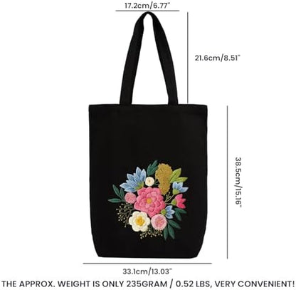 CREAWONDER Canvas Tote Bag Embroidery Kit with Pattern for Beginners, Arts and DIY Embroidery Crafts Kits for Adults, Include Instructions, Embroidery Hoops, Color Threads and Tool - Image 6