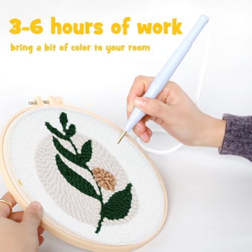 Mefatus Punch Needle Kit for Beginners Adults Easy Punch Needle Embroidery Kit Tool Threader Fabric Embroidery Hoop Yarn Rug Punch Needle - Image 4