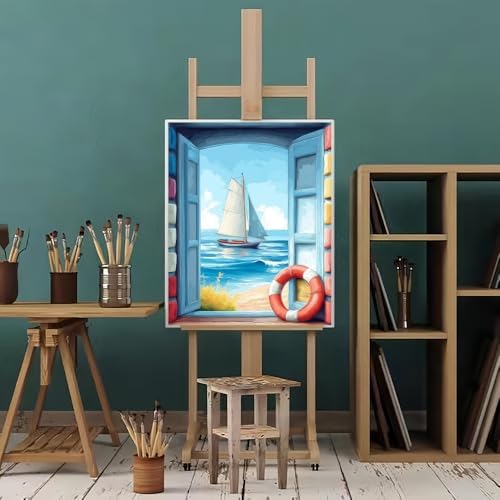 Natuyalo Sailing Boat Paint by Numbers Kit for Adult - Sea Scenery Paint by Number Canvas for Adults Frameless, DIY Painting by Numbers for Beginner Perfect for Home Wall Decor Gifts 16x20 inch - Image 2