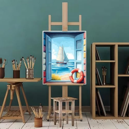 Natuyalo Sailing Boat Paint by Numbers Kit for Adult - Sea Scenery Paint by Number Canvas for Adults Frameless, DIY Painting by Numbers for Beginner Perfect for Home Wall Decor Gifts 16x20 inch - Image 2