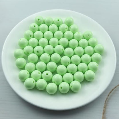 60pcs Acrylic Round Beads for Crafts 14mm Resin Candy Color Spacer Beads with Hole for Jewelry Making Sewing Crafts Decoration Necklaces Bracelets Earrings Supplies(Light Green) - Image 2