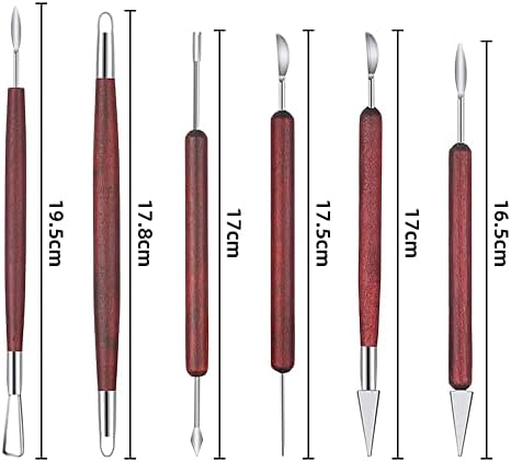 Pottery Tools and Supplies for Polymer, Yagugu 6Pcs Basic Wood Ceramics Carving Tool Supplies kit Accessories for Adults and Artists Modeling Shaping Building for Art&Craft - Image 2