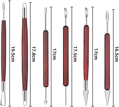 Pottery Tools and Supplies for Polymer, Yagugu 6Pcs Basic Wood Ceramics Carving Tool Supplies kit Accessories for Adults and Artists Modeling Shaping Building for Art&Craft - Image 2