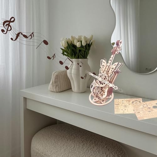 3D Wooden Puzzle for Adults Cool Cello Music Box DIY Model Wood Crafts Kits - Image 6