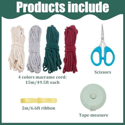INFUNLY 4pcs/Set DIY Macrame Christmas Tree Kit Mini Macrames Ornament Xmas Tree Craft Kit Handmade Winter Wall Hanging Kit Cord Knotting Kit with Instruction for Home Wedding Party - Image 2