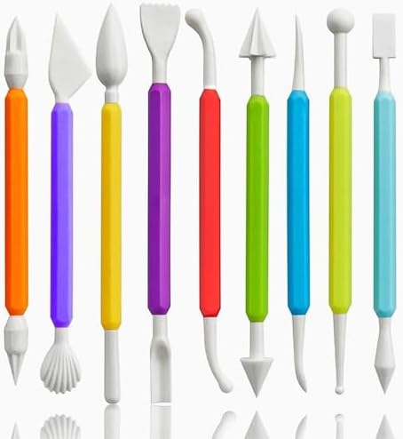 Clay Tools, 9Pcs Air Dry Clay Tool Polymer Clay Tools, Double-Ended Safe Ultralight for Beginner by WOLWEFA