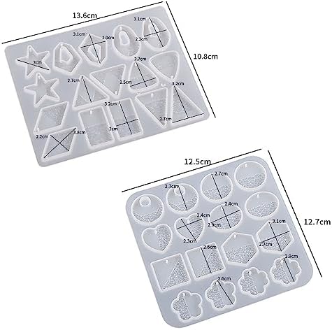 Attuslla 2 PCS Resin Earring Molds Pendant Resin Molds Silicone Jewelry Silicone Resin Molds Making Kits with Ear Hooks, Jump Rings for DIY Earrings, Necklace, Pendant Craft Supplies - Image 2