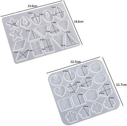 Attuslla 2 PCS Resin Earring Molds Pendant Resin Molds Silicone Jewelry Silicone Resin Molds Making Kits with Ear Hooks, Jump Rings for DIY Earrings, Necklace, Pendant Craft Supplies - Image 2