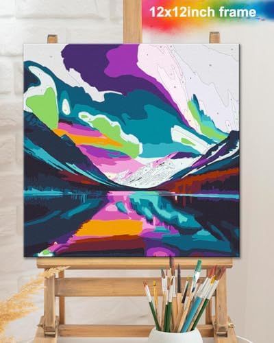 TOCARE Framed Paint by Numbers Kit for Adults Beginners,12x12inch Easy Aurora Paint by Number with Frame,Northern Lights Paint by Numbers Framed Canvas(Without Easel) - Image 6