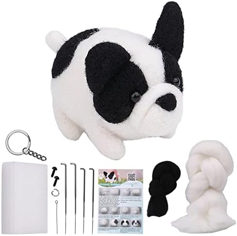 QMNNMA Needle Felting Kit for Beginners, French Bulldog Wool Felting Kit by Qmnnma