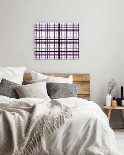 Sunteeny Paint by Number for Adults Beginner Abstract Stripes Purple Black Grey Plaid DIY Digital Oil Painting by Numbers Picture Drawing On Canvas Framed 20"x24" - Image 4