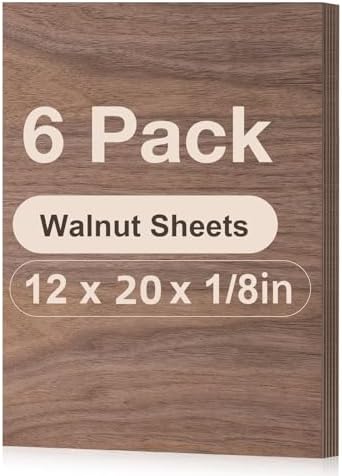 Rowood 6 Pack Walnut Plywood 1/8,12x20x1/8inch,3mm Thick Unfinished Wood for Laser Cutting and Engraving,DIY Ornaments,Wood Burning,Models Drawing by RowoodAssembleArtDecorateLife