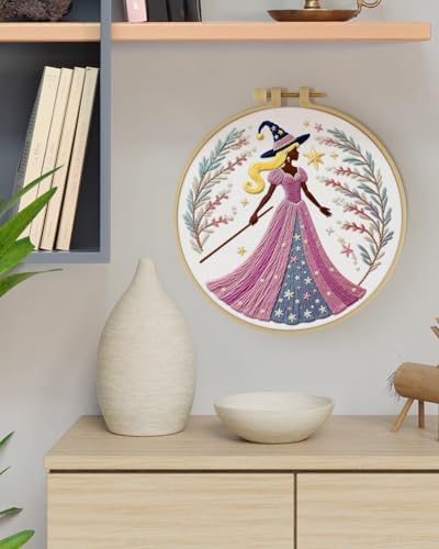 ERKOON Embroidery Kit for Beginners Adult, Cross Stitch Set Include Embroidery Cloth Hoops Threads for Craft Lover Hand Stitch with Embroidery Skill Techniques (Brown Witch) - Image 7