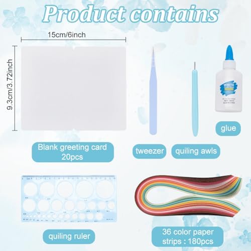 WEBEEDY 20 Sets Paper Quilling Kits for Beginners DIY Mandala Quilling Card Making Kits with 36 Colors Strips, 20 Cards, Paper Quilling Tools and Supplies Home Room Wall Art Decor Creative Gift - Image 2