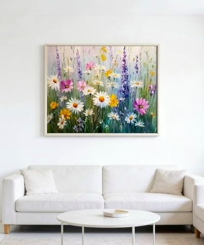 OJTOYART Paint by Numbers Kits for Adults, Flower Field Paint By Number KitsFor Beginner on Canvas, DIY Acrylic Watercolor Oil Colorful Paintingby Number for Home Decoration 16 x 20 Inch - Image 4
