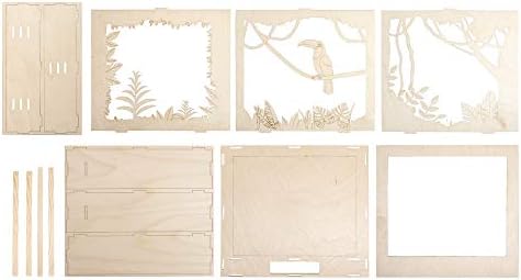 Rayher Shadow Box Building Kit with Toucan Design, 3D Scenery, DIY Wood Craft Set, 11 Slot-Together Pieces, FSC Certified Product, 24x24x6.5cm, 62853505 - Image 3
