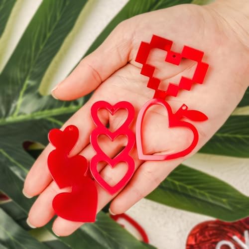 YODOYO Heart Earrings Resin Molds 5pcs Love Theme Keychain Making Mold - Image 5