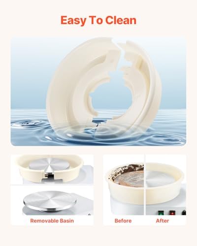 VEVOR 14in/35cm Pottery Wheel for Adults, 0-6in Lift-Table 450W Professional Pottery Kit with Foot Pedal Detachable Basin DIY Art Clay Potter's Wheel for Kids Adults Beginners at Home Pottery, White - Image 5