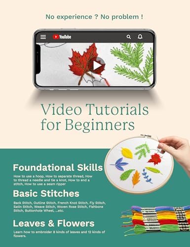 Bradove Leaves and Flowers Embroidery Kit for Beginners with Patterns - Image 2