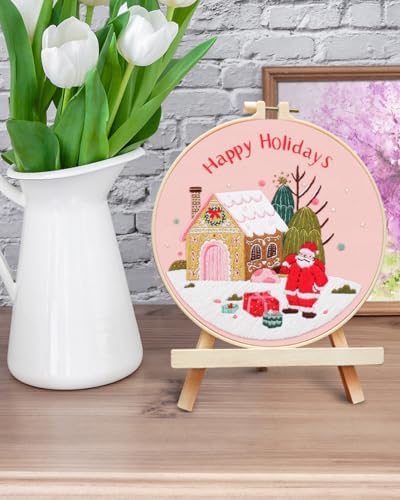 ERKOON Christmas Embroidery Kit for Beginners, Cross Stitch Set for Include Embroidery Cloth Hoops Threads for Craft Lover Hand Stitch with Embroidery Skill Techniques (Santa Claus) - Image 6