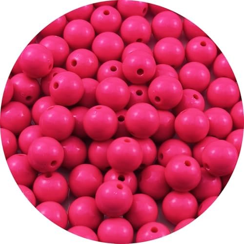 100pcs Acrylic Round Beads for Crafts 12mm Resin Candy Color Spacer Beads with Hole for Jewelry Making Sewing Crafts Decoration Necklaces Bracelets Earrings Supplies(Rose Red) by Unknown
