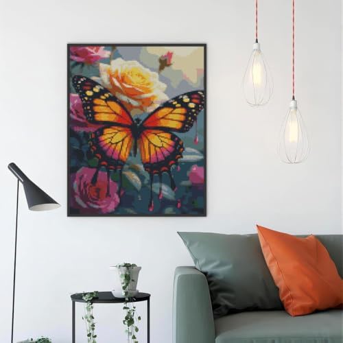 Butterfly & Flower Stamped Cross Stitch Kit, Embroidery 11.8x15.7in - Image 6