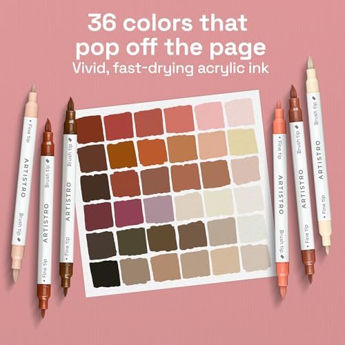 ARTISTRO 36 Skin Tones Dual-Tip Acrylic Paint Marker Pens for Drawing - Image 2