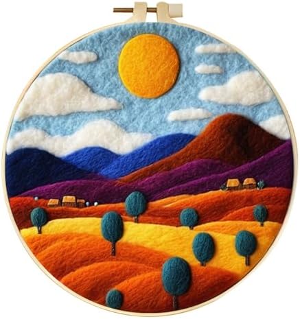 Zovylks Natural Landscape Needle Felting Kits Beginners, 7.9 Inch DIY Wool Felting Painting Starter Kit, Needle Felt Set for Home Decor with Foam Pad, Instructions (Rolling Hills) by Unknown