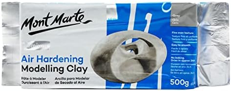 Mont Marte Grey Air Hardening Modeling Clay, 500g (1.1lb). Dries in Approximately 24 Hours. Suitable for Sculptors and Modelers of All Skill Levels. by MontMarte