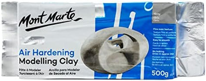 Mont Marte Grey Air Hardening Modeling Clay, 500g (1.1lb). Dries in Approximately 24 Hours. Suitable for Sculptors and Modelers of All Skill Levels. by MontMarte