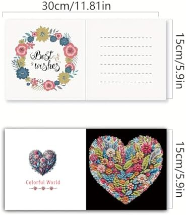 6 Pcs Diamond Painting Greeting Cards Kit Heart Rose Flowers Butterfly with Envelopes, 5D DIY Special Shaped Rhinestone Art Card Making Kits for Adults, Holiday Blessing Postcards, Creative Craft Gift - Image 5