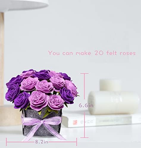 BAZIMA ALICE DIY Felt Flower Art Craft Kit, DIY Purple Roses Pot Bonsai Kit, Floral Gifts, Beginner Craft Kit, Arrange Pre-Cut Flowers and Foliage - Image 3