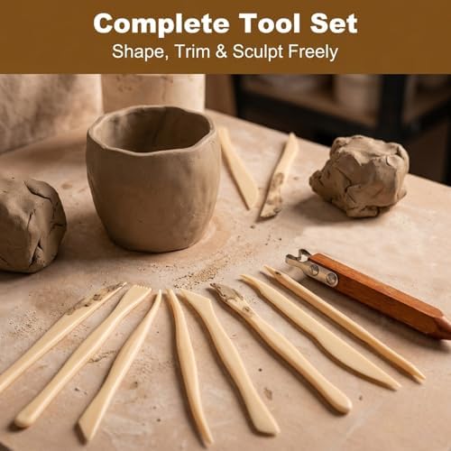Pottery Trimming Tool for Clay and Ceramics, Double Ended Stainless Steel Pottery Wheel Tool with 10 Pack Clay Sculpting Tools for Bowl, Cup and Vase Foot Trimming (6 mm) - Image 4