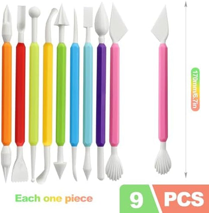 ZukoCert 9 Pcs Clay Sculpting Tools, Double-Sided Modeling Clay Tool Set & Pottery Carving Tools, Plastic Air Dry Clay Kit for Beginners and Artists, Assorted Colors for Ceramics & Crafts - Image 2