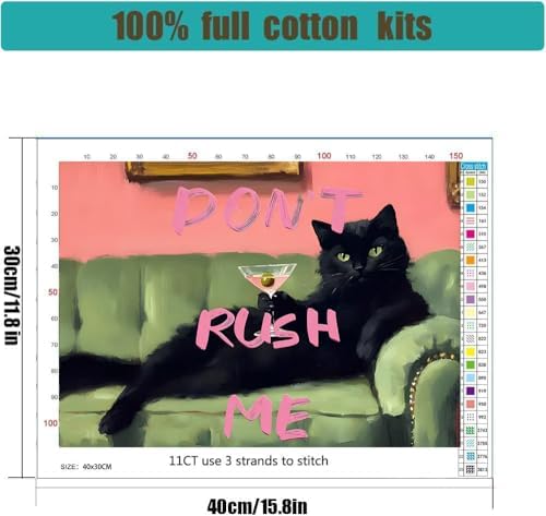 Lzyueyuan Cat Stamped Cross Stitch Kits for Adults Beginner, AbstractCross Stitch Ornament Kits Counted Embroidery Needlepoint Kits Home Decor 15.7 X 11.8 inch - Image 2