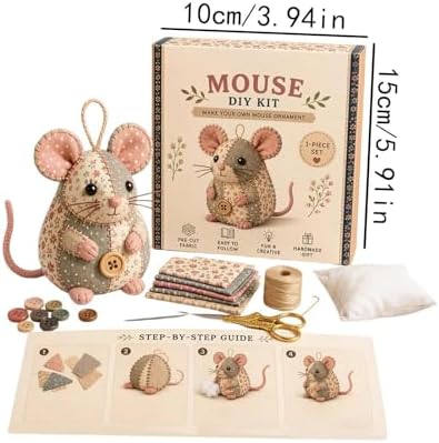 Sewing Project Kits with Fabric - Handmade Mouse Ornament - Image 5