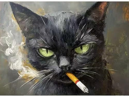 GEMFAMILY Paint by Numbers Cat DIY Painting On Canvas,by Number Smoking Cat in Stained by Numbers Kit for Adults Beginner,Acrylic Simple Oil Paint by Number Kits for Home Wall Decor 16 x 20 inch by Unknown