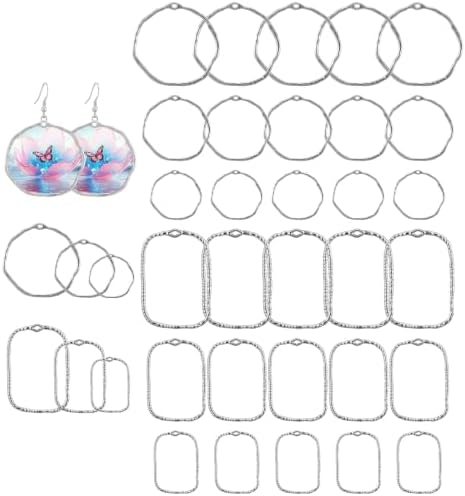 30 Pcs Open Bezels For Resin Jewelry Making, 6 Styles Open Bezels Resin Pendant by Unknown