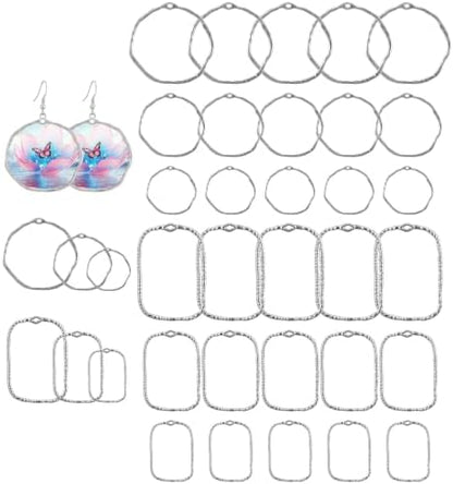 30 Pcs Open Bezels For Resin Jewelry Making, 6 Styles Open Bezels Resin Pendant by Unknown