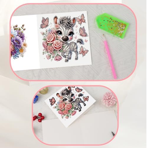 JISHSHAY 6 PCS Diamond Art Greeting Cards Animal Diamond Painting Birthday Cards Animal Gem Art Gem Painting Mosaic Kits for Adults for Thanksgiving Anniversary Valentine Graduation All-Occasion - Image 6