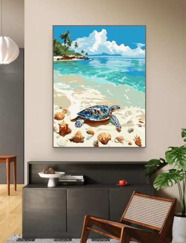 ZRIZQ Beach Paint by Numbers Kit for Adults Beginner,Turtle,16x20 - Image 6