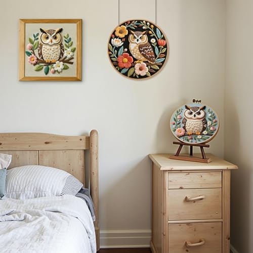 Santune Embroidery Kit for Beginners Needlepoint Cross Stitch Kits Adult Needle Point Sets with Owl Embroidery Patterns, Includes Step-By-Step Instructions and Accessories - Image 7