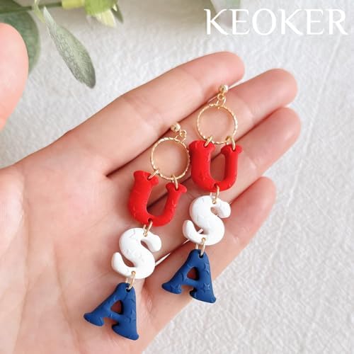 KEOKER Polymer Clay Texture Sheets, Stars Clay Texture Mat, Polymer Clay Earrings Tools on Independence Day or 4th of July, Like Polymer Clay Rollers, Great Work with Polymer Clay Cutters (Stars) - Image 5