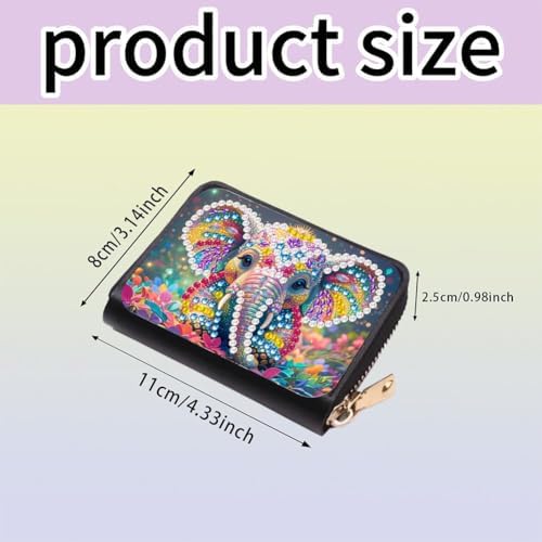 Santiway DIY Diamond Art Painting Kit - PU Leather Credit Card Holder Wallet & Coin Purse with Elephant Pattern, Zipper Organizer 4.33x3.14in for Adults​ - Image 5