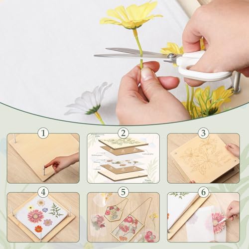Fuyoooo 58 Pcs Large Flower Press Kit, Craft Kits 10" x 10" 10 Layer Ladies Craft Night Kit for Women, Bouquet Preservation Gift, Homemade Gift Kits for Mother's Day Spring DIY Arts - Image 4