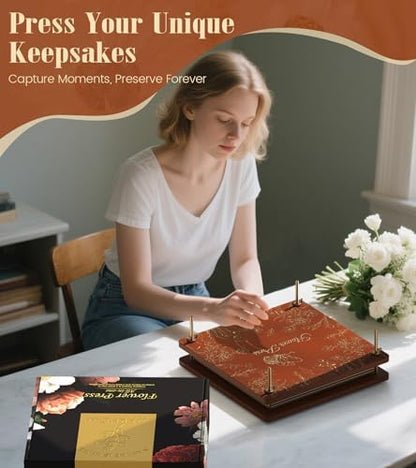 Wakhow Flower Press Kit, 11" x 11" Large Wooden Flower Press for Adult Teen - Image 2