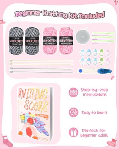 Katech Knitting Kit for Beginner Adults W/Socks Step-by-Step Instruction - Image 5