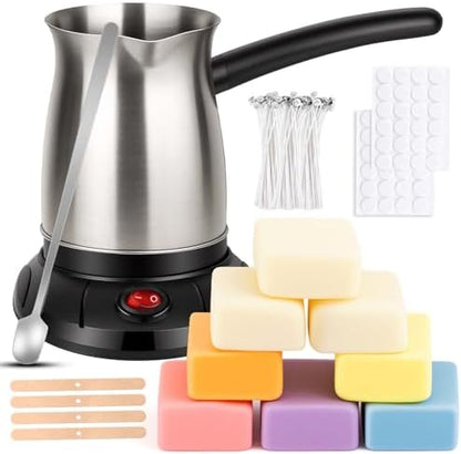 KEARLGMBH Wax Melter for Candle Making, Soy Candle Making Kit with Wax Melting Pot, DIY Candles Making Supplies Including 1lbs Soy Wax, Candle Wax Melter, Stirring Spoon, Wicks, and Centering Device by KEARLGMBH