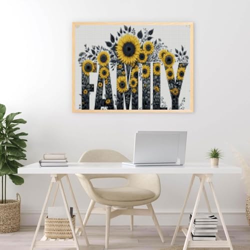 MYBISYMQQ Family Stamping Cross Stitch Kit, Flowers Counting Cross Stitch Kit for Adult Beginners, Full Line DIY Cross Stitch Stitching Kit for Home Decor Cross Stitch Patterns 15.7x11.8 inches - Image 4